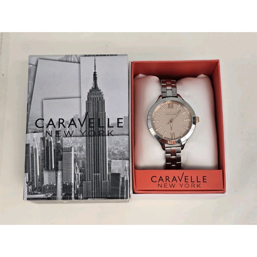 Caravelle‎ New York By Bulova Stainless Steel Rose Gold Ladies Watch 45L141